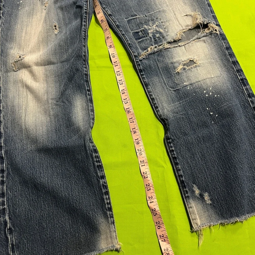 XY Xray Jeans Mens 36 Distressed Relaxed Fit Blue Denim Y2K Grunge Skater